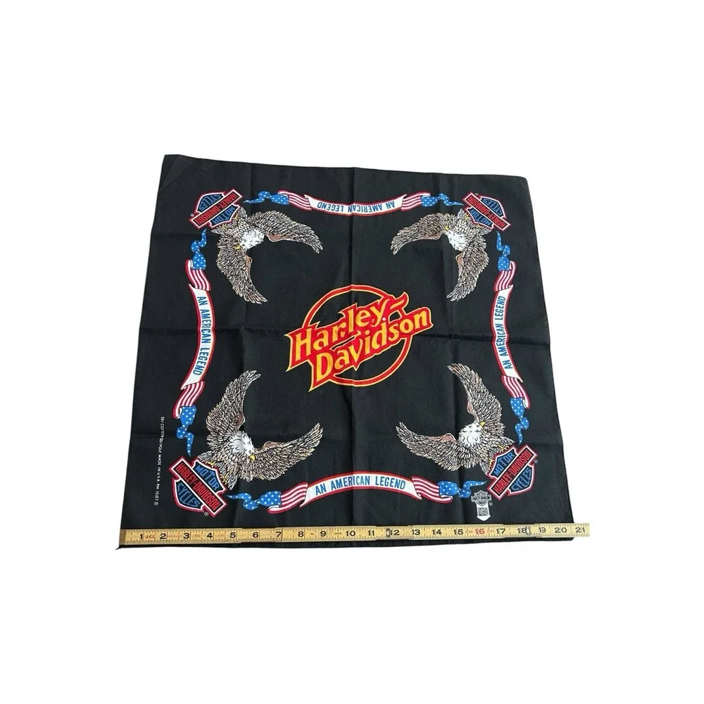 Vintage Harley Davidson Bandana Black Motorcycle Biker Eagle Made In USA